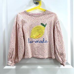 Mini Boden Girls Embroidered Top Ivory Floral Lemonade, 6-7y